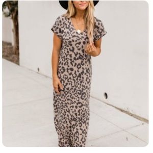 Pink Lily Confidence In You Leopard Maxi Dress